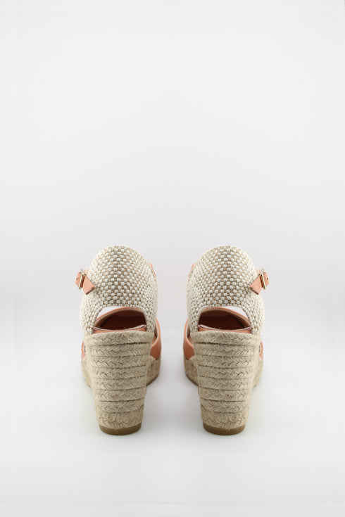 Gaimo Leather Espadrille Wedge with Braided Heel and Ankle Strap