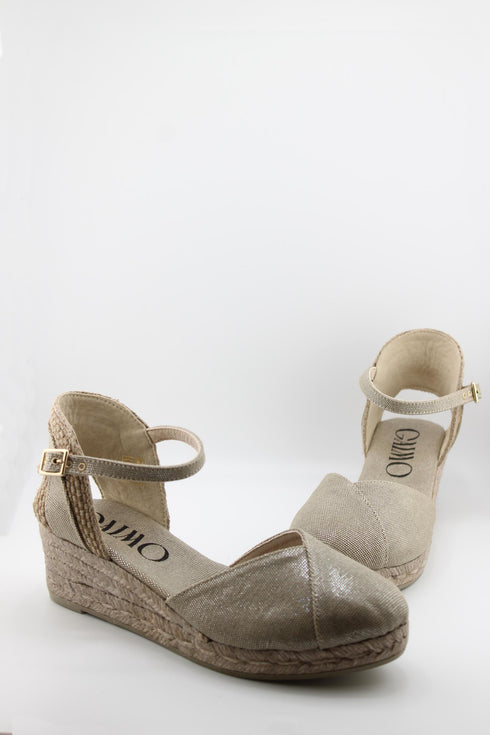 Gaimo Textile Espadrille Wedge with Adjustable Ankle Strap