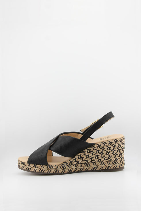 Gaimo Cross Strap Espadrille Wedge Sandal with Ankle Buckle