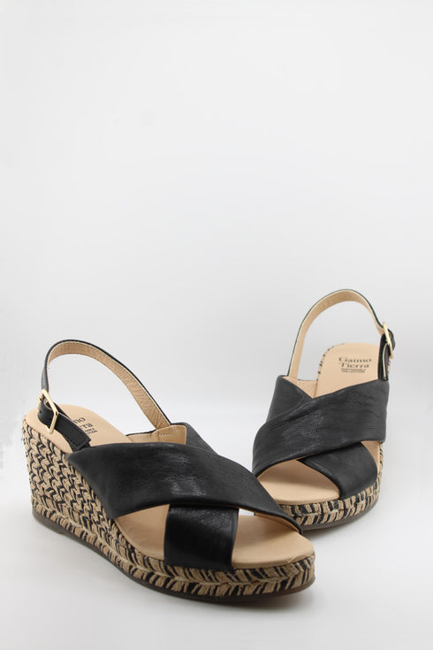 Gaimo Cross Strap Espadrille Wedge Sandal with Ankle Buckle