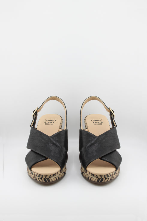 Gaimo Cross Strap Espadrille Wedge Sandal with Ankle Buckle
