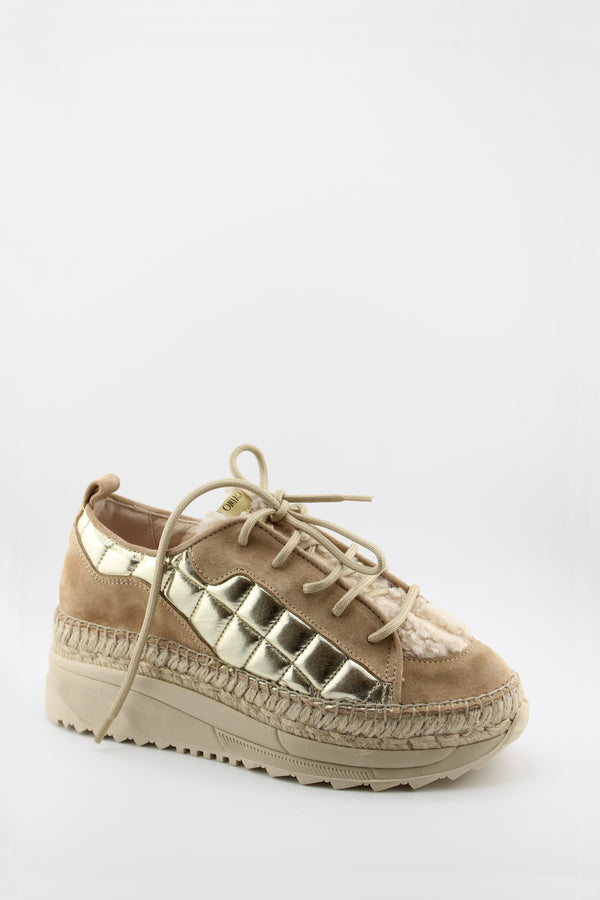 Gaimo Metallic Quilted Suede Platform Sneakers