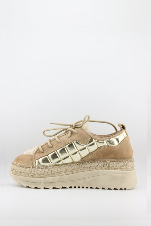 Gaimo Metallic Quilted Suede Platform Sneakers