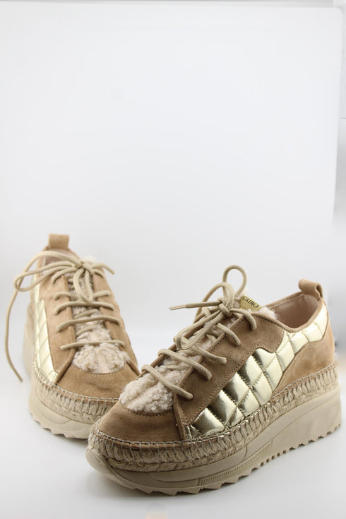Gaimo Metallic Quilted Suede Platform Sneakers