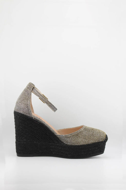 Gaimo Ankle Strap Raffia Platform Wedges