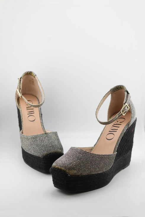 Gaimo Ankle Strap Raffia Platform Wedges