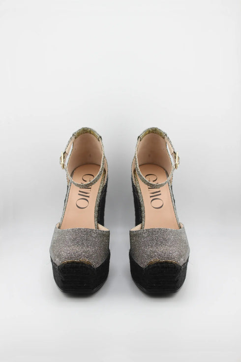 Gaimo Ankle Strap Raffia Platform Wedges