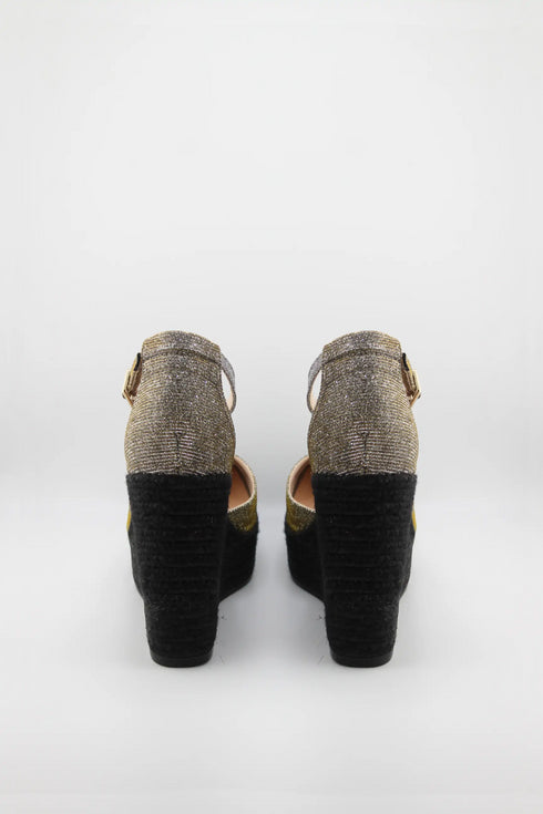 Gaimo Ankle Strap Raffia Platform Wedges