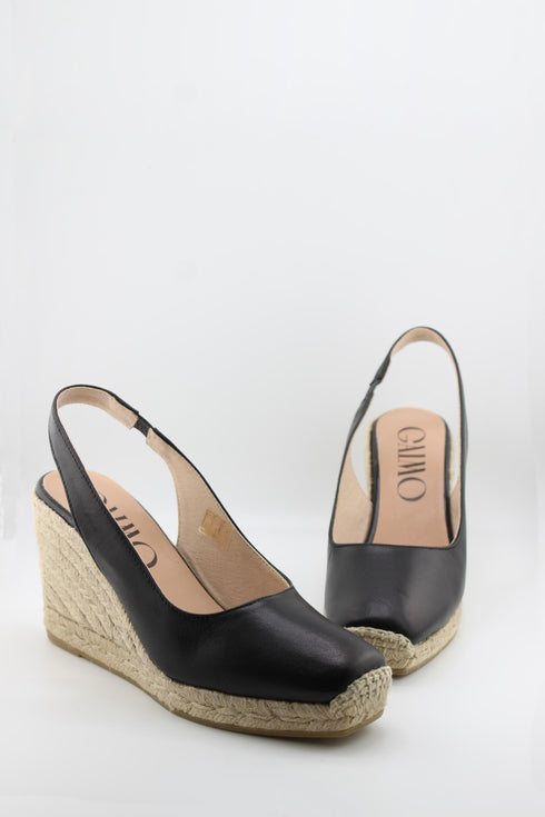 Gaimo Round-Toe Espadrille Wedge Slingback
