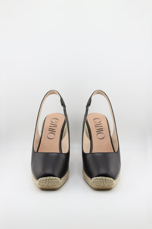 Gaimo Round-Toe Espadrille Wedge Slingback