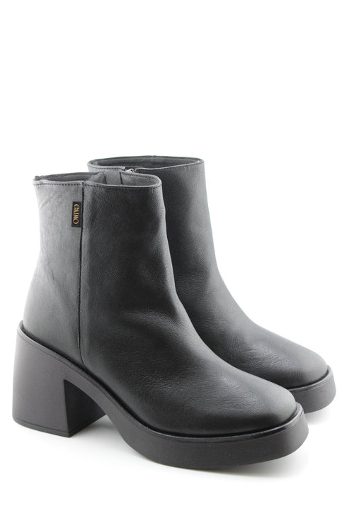 Gaimo Sleek Leather Platform Ankle Boots