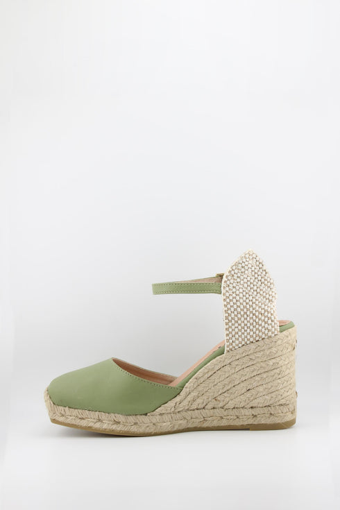 Gaimo Leather Espadrille Wedge with Braided Heel and Ankle Strap