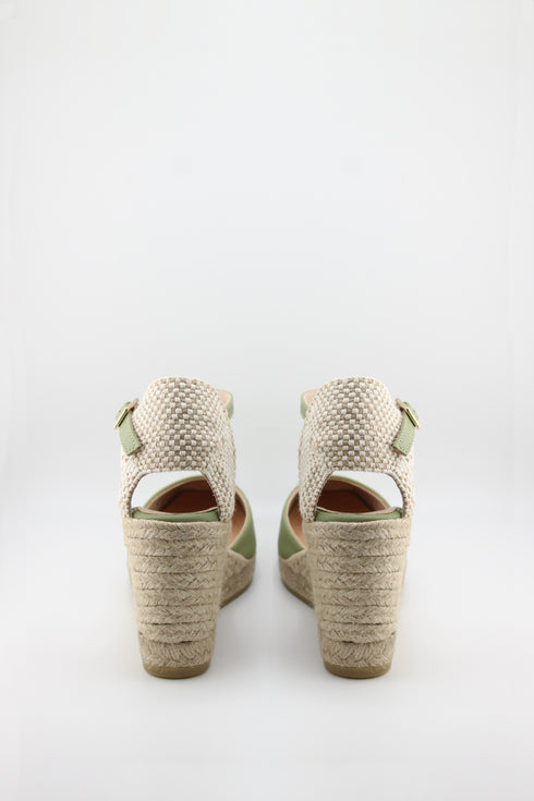 Gaimo Leather Espadrille Wedge with Braided Heel and Ankle Strap