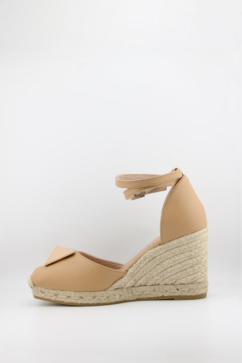 Gaimo Knotted Metallic Espadrille Wedge with Ankle Strap