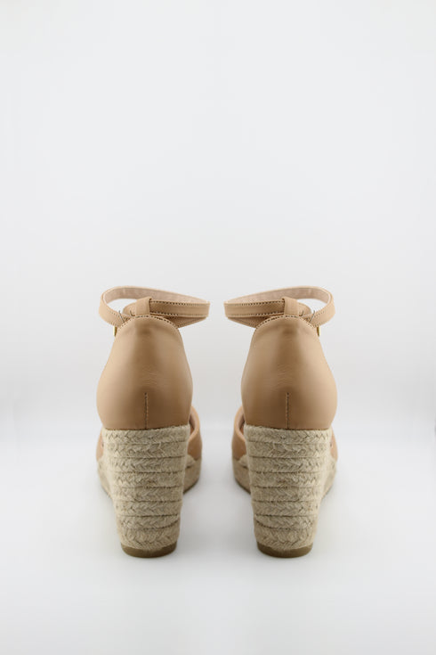 Gaimo Knotted Metallic Espadrille Wedge with Ankle Strap