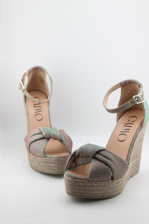 Gaimo Knotted Strap Espadrille Wedge Sandals