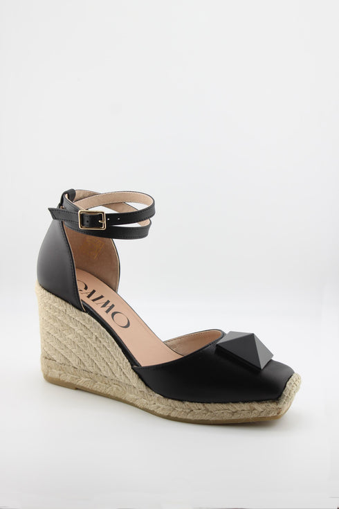 Gaimo Knotted Metallic Espadrille Wedge with Ankle Strap