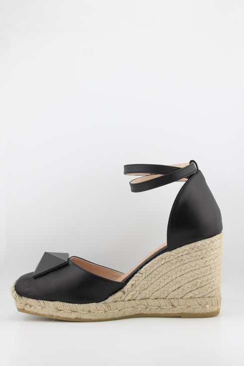 Gaimo Knotted Metallic Espadrille Wedge with Ankle Strap