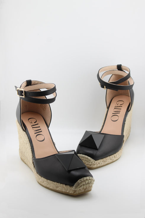 Gaimo Knotted Metallic Espadrille Wedge with Ankle Strap