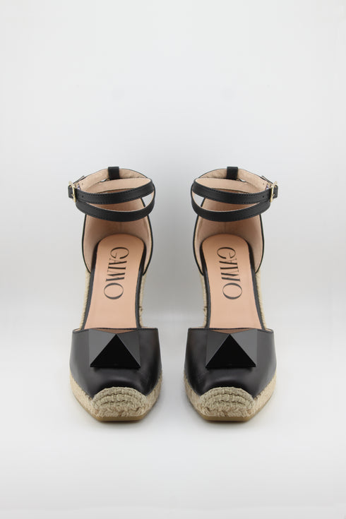 Gaimo Knotted Metallic Espadrille Wedge with Ankle Strap