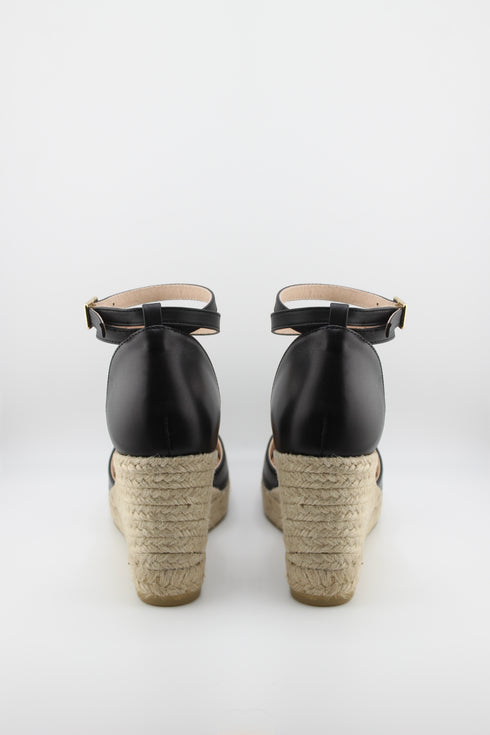 Gaimo Knotted Metallic Espadrille Wedge with Ankle Strap