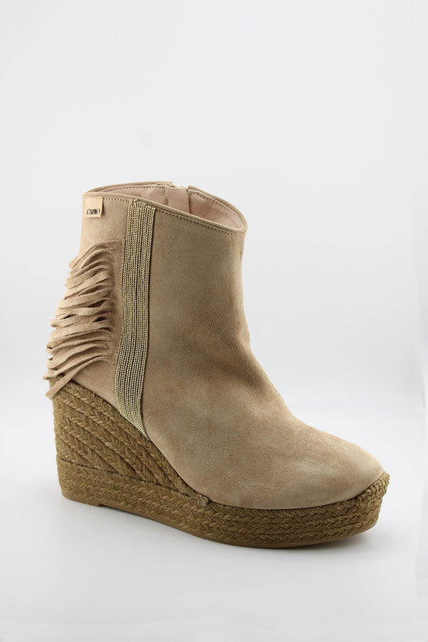 Gaimo Fringe Suede Ankle Wedge Boots