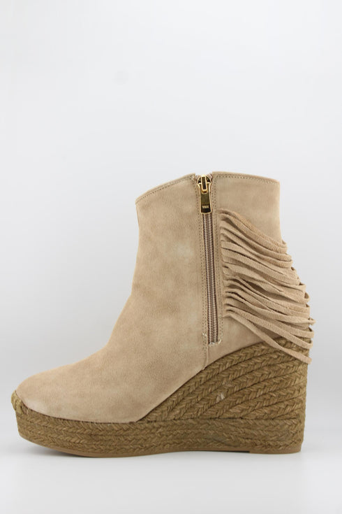 Gaimo Fringe Suede Ankle Wedge Boots