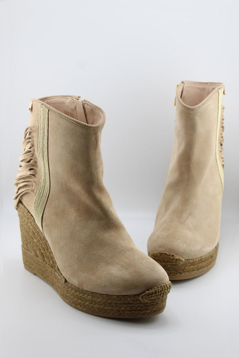 Gaimo Fringe Suede Ankle Wedge Boots