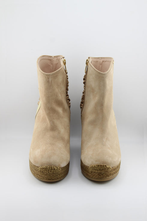 Gaimo Fringe Suede Ankle Wedge Boots