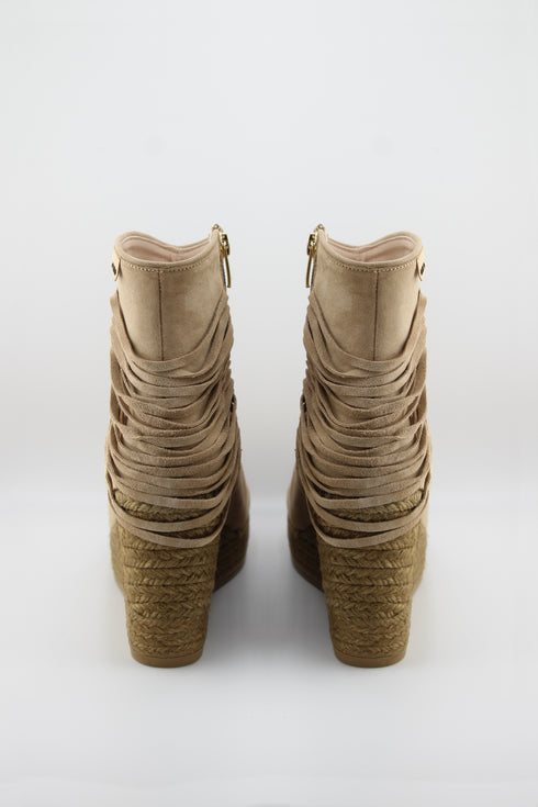 Gaimo Fringe Suede Ankle Wedge Boots