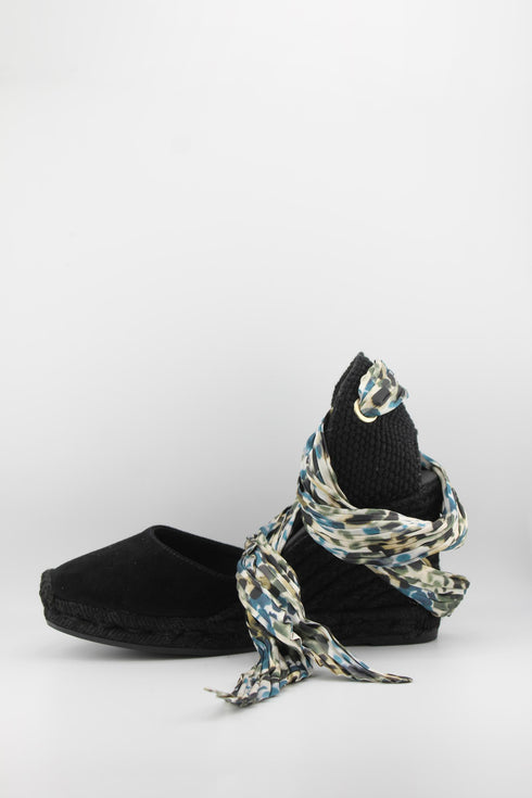 Gaimo Espadrille Wedge Sandal with Scarf Tie