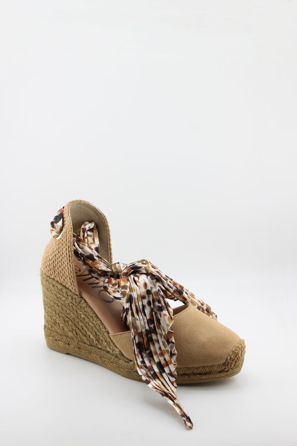 Gaimo Espadrille Wedge Sandal with Scarf Tie