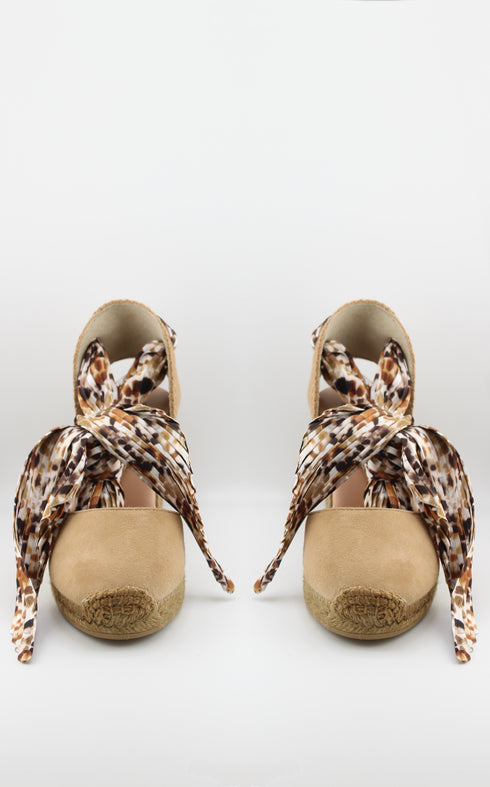 Gaimo Espadrille Wedge Sandal with Scarf Tie