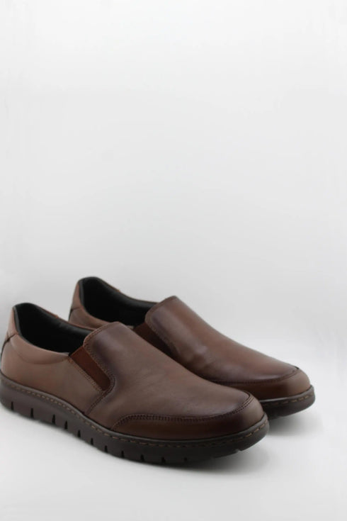 Baerchi Men Slip-On Leather Loafers with Stitch Detailing