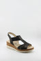 Baerchi T-Strap Wedge Sandal with Elastic Panel