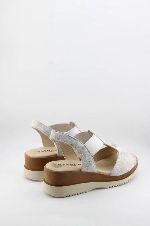 Baerchi T-Strap Wedge Sandal with Elastic Panel
