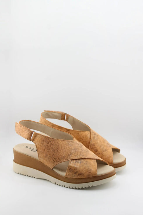 Baerchi Textured Wedge Sandals with Ankle Strap