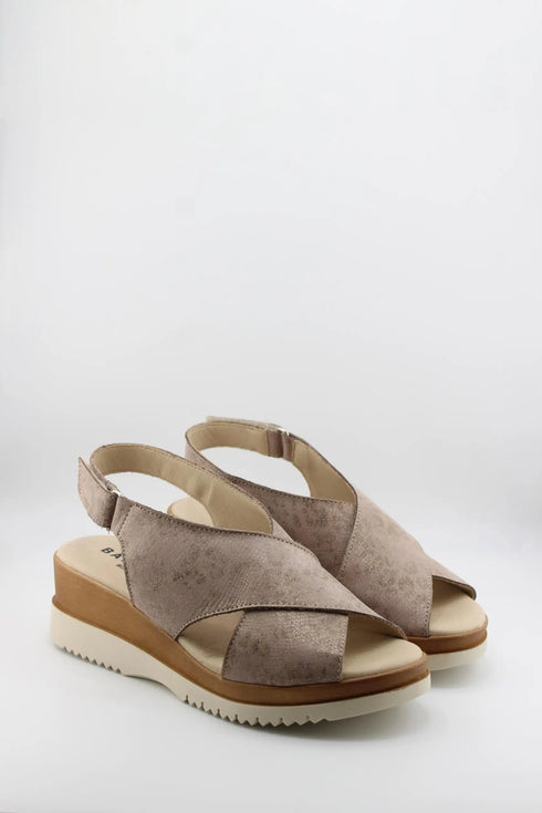 Baerchi Textured Wedge Sandals with Ankle Strap