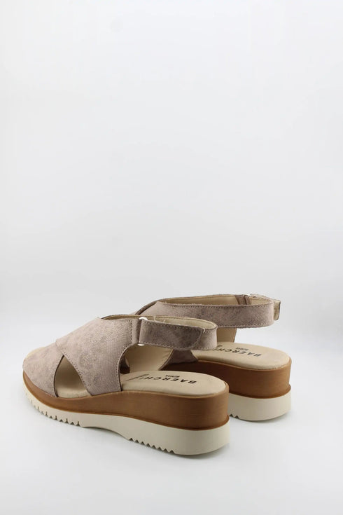 Baerchi Textured Wedge Sandals with Ankle Strap