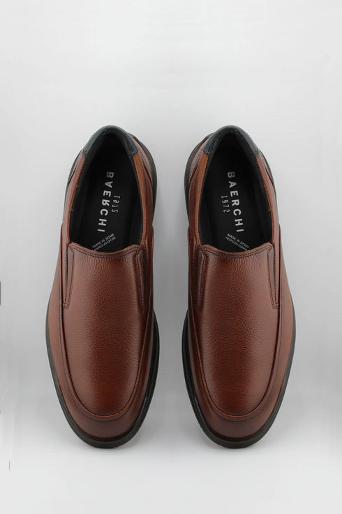 Baerchi Men Leather Slip-On Loafer with Contrast Trim