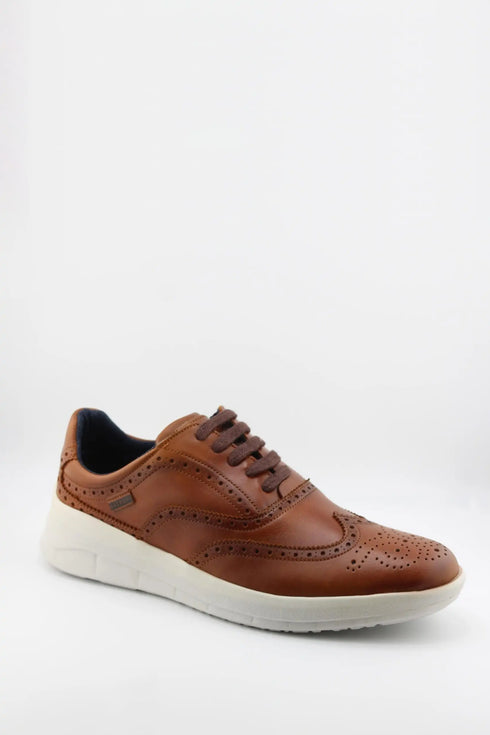 Baerchi Men Brogue Leather Sneaker with Perforation