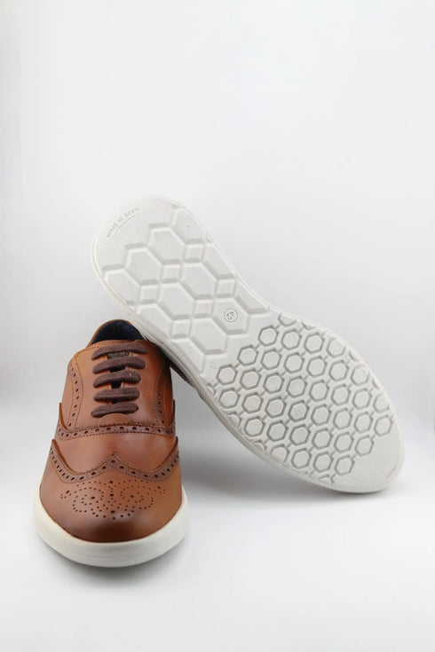 Baerchi Men Brogue Leather Sneaker with Perforation