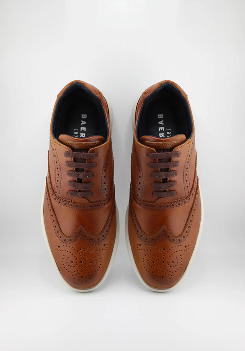Baerchi Men Brogue Leather Sneaker with Perforation