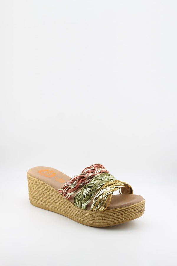 Porronet Woven Raffia Platform Slide Sandals