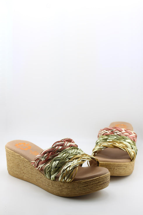 Porronet Woven Raffia Platform Slide Sandals