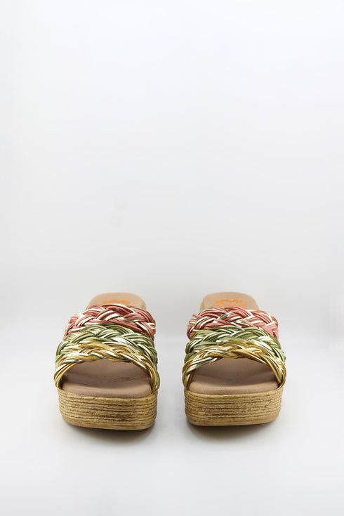 Porronet Woven Raffia Platform Slide Sandals