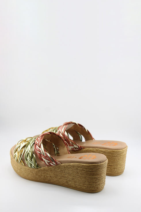 Porronet Woven Raffia Platform Slide Sandals