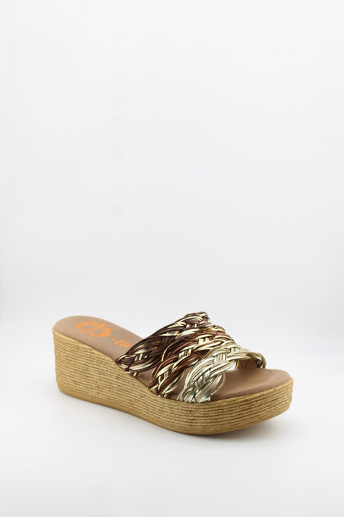 Porronet Woven Raffia Platform Slide Sandals