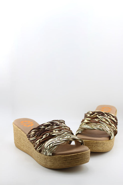 Porronet Woven Raffia Platform Slide Sandals