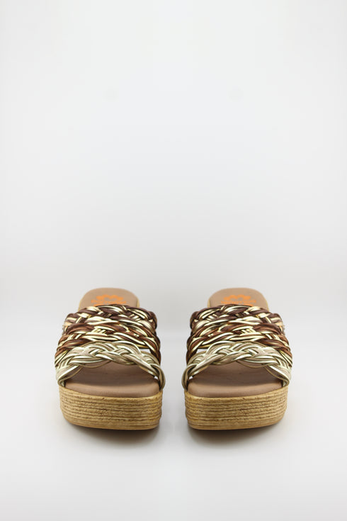 Porronet Woven Raffia Platform Slide Sandals